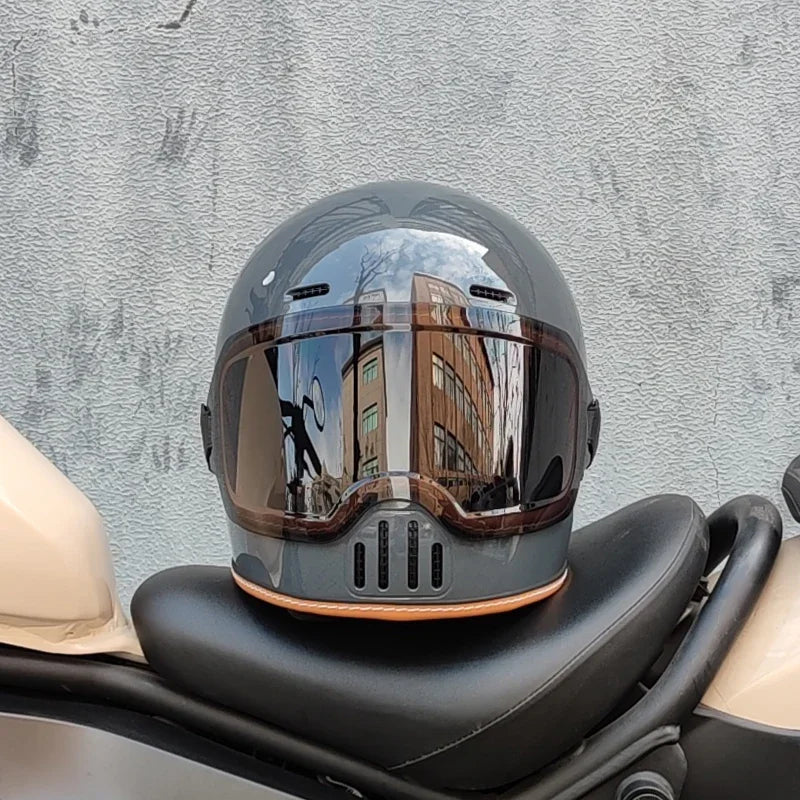 ORZ Retro Motorcycle Full Helmet Motorcycle Helmet Four Seasons Couple Street Bike Helmet Riding Cascos Para Moto