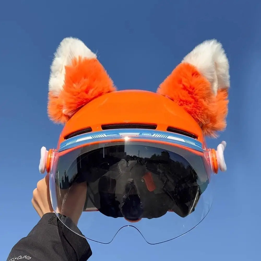 Motorcycle Helmet Orange Ear Decorations Animals Cat Ears Accessories for Ski Electric Scooter Helmets Cascos Para Moto