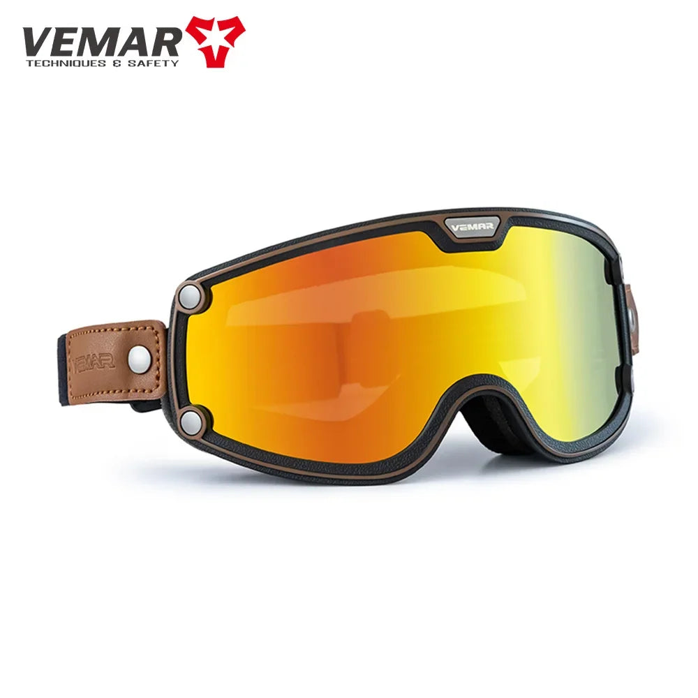 VEMAR Motorcycle Helmet Goggles Windproof Anti-fog Accessories Clarity Glasses Cycling Racer Chopper Sports Biker Riding Eyewear