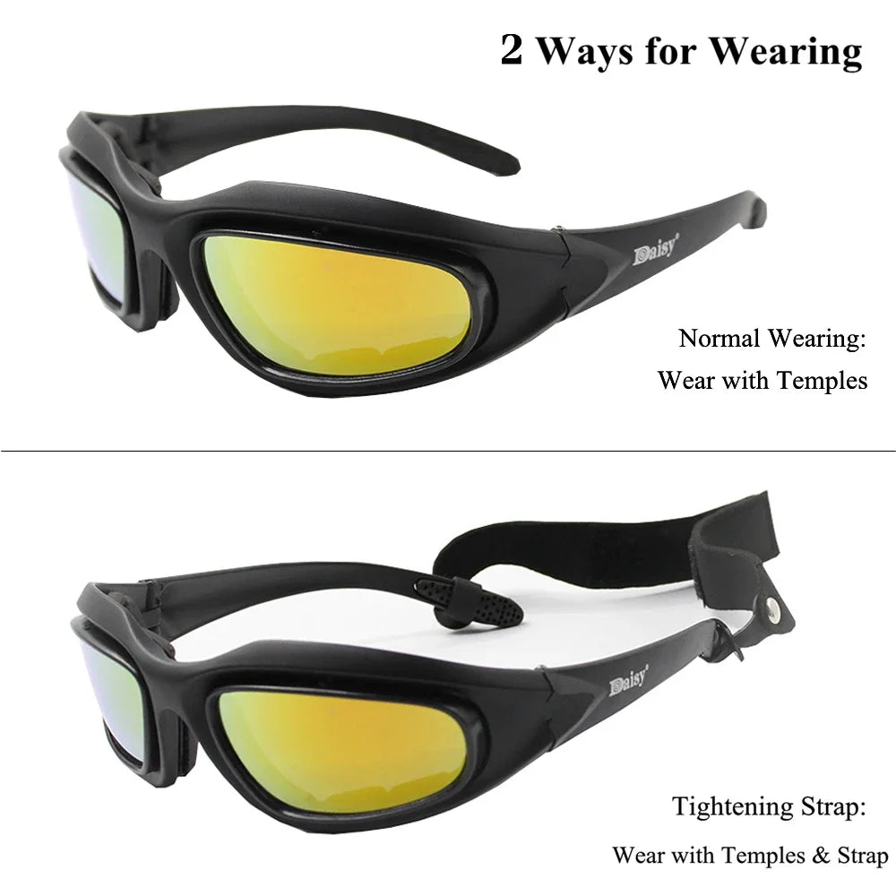 Tactical Polarized Glasses Sunglasses with 4 Lens Kit for Outdoor Sport Motorcycle Riding Hiking Fishing Hunting