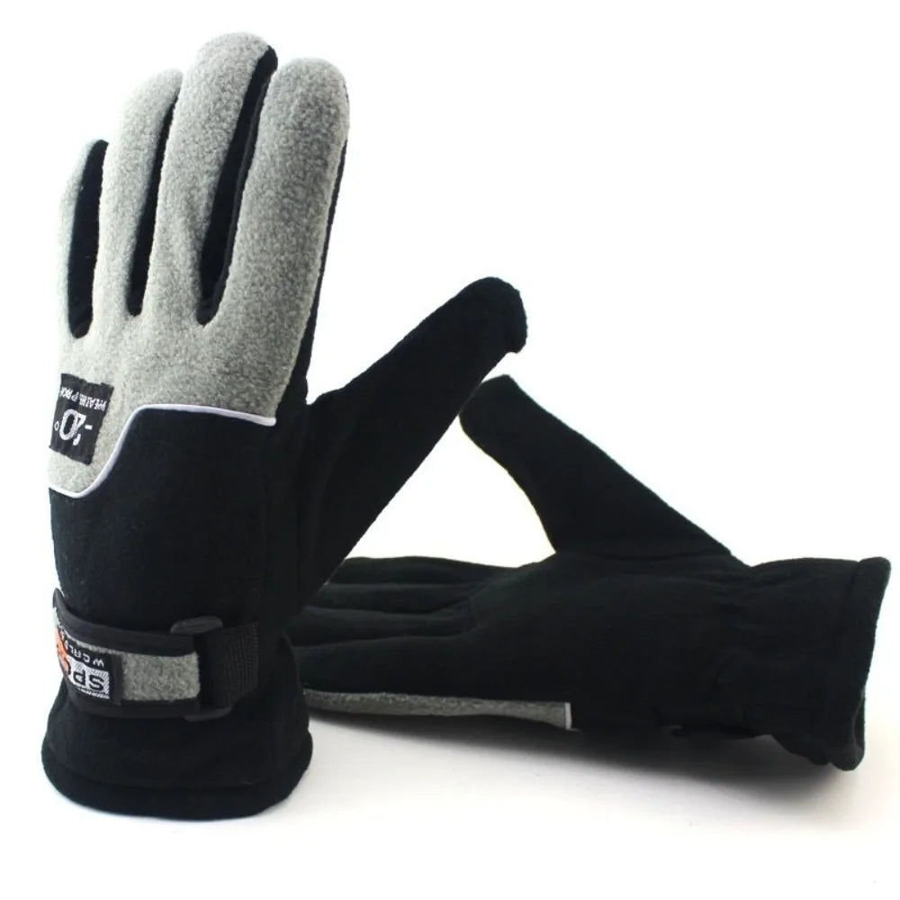 Winter Warm Gloves Outdoor Skiing Cycling Outdoor Sports Five Fingers Mittens Plush Thickening For Men Warm Motorcycle Gloves
