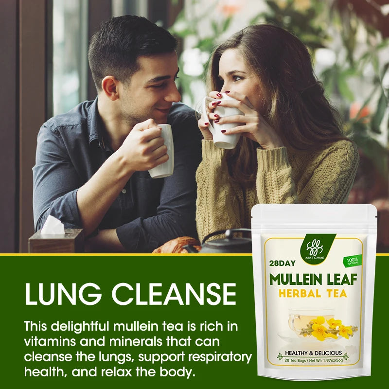 Natural Mullein Leaf Tea- Herbal Respiratory Supplement - for Lung Cleanse, Support Better Respiratory & Immune Function