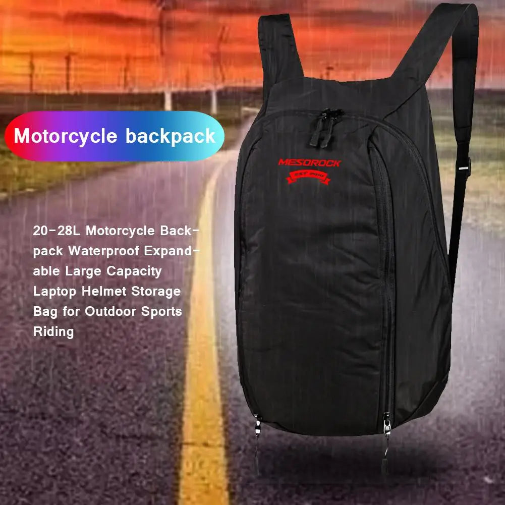 20-28L Motorcycle Backpack Waterproof Expandable Large Capacity Laptop Helmet Storage Bag For Outdoor Sports Motorcycle Riding
