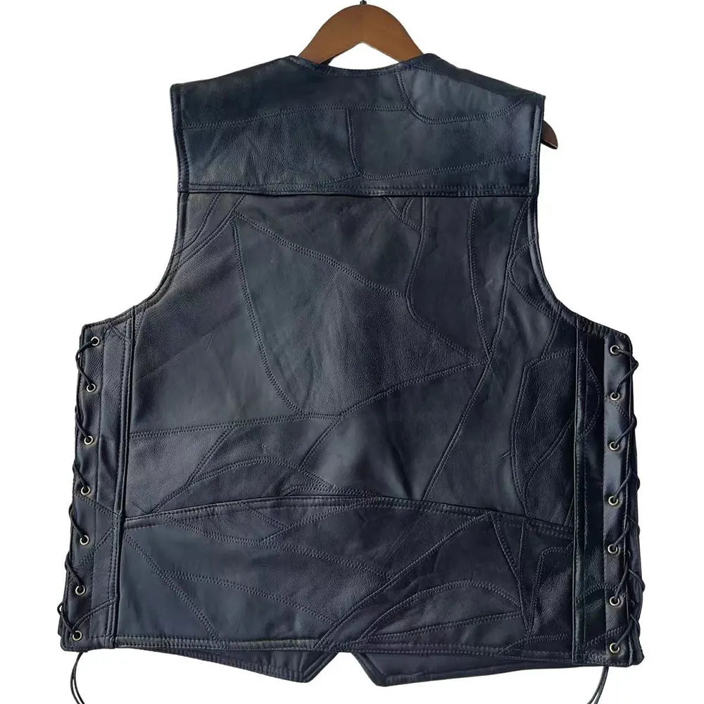 PU Leather Motorcycle Jacket Vest Men Autumn Winter Chaqueta Moto Motocross Riding Jacket Casual Slim Fitting Jacket Vest S-5XL