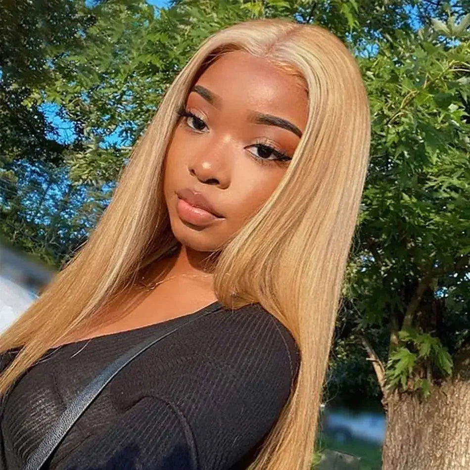 27 Honey Blonde Human Hair Wig 13x4 13X6 Hd Lace Frontal Wig 30 Inch Brazilian Straight Human Hair Wig Pre Plucked For Women