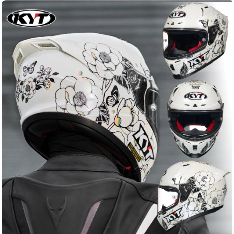 New colors available！KYT Full Helmet Women Motorcycle Helmet Men Summer Four Season Moto Track Hard Helmet Riding Big Tail ST