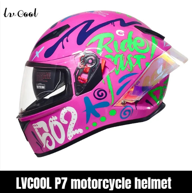 DOT Big Head Full Face Motorcycle Helmet Motocross Racing Helmets Moto Adult Motorbike Street Touring Riding For LVCOOL P7