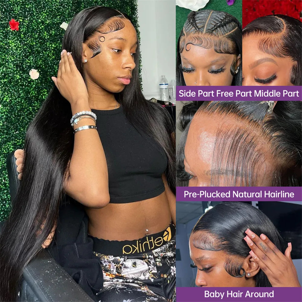 30 40 Inch Bone Straight 13x4 13x6 Hd Transparent Lace Frontal Wigs For Women 360 Pre Plucked Lace Wig Human Hair Lace Front Wig