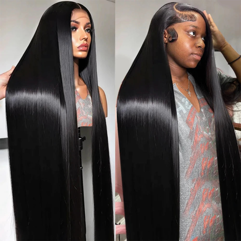 40 Inch Straight Lace Front Wigs Human Hair 250% Density 13x6 Frontal Wig for Women Pre Plucked with Baby Hair