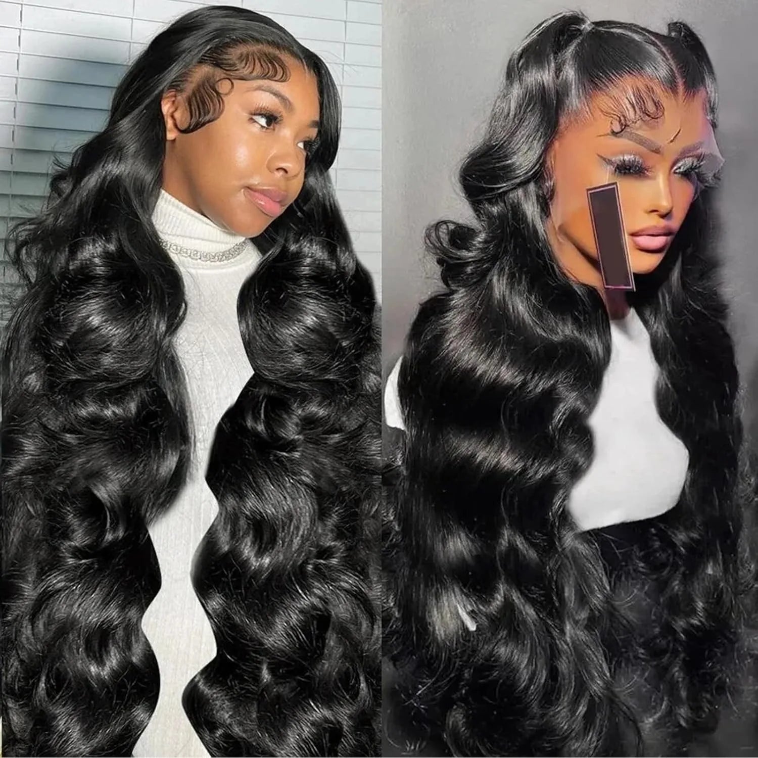 200％ Density Body Wave Lace Front Wigs Human Hair Pre Plucked 13x4 HD Lace Frontal Wigs for Women Glueless Wigs Brazilian Virgin