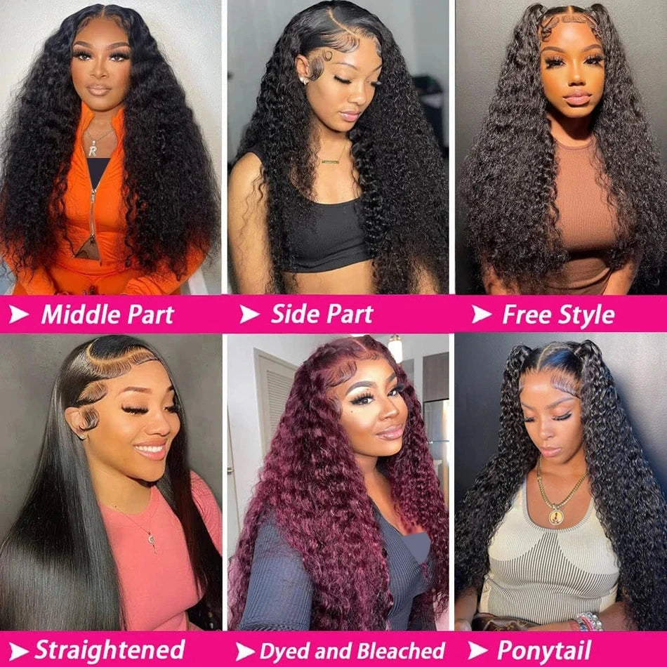 40 Inch Brazilian Human Hair 200 Density 13x6 Lace Front Human Hair Curly Wig For Women Pre Plucked13x4 Hd Water Wave Wig