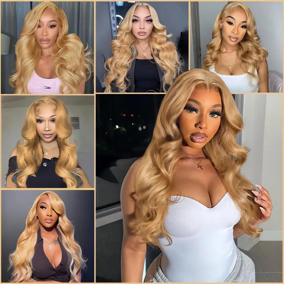 #27 Honey Blonde Human Hair Wig Body Wave Wig 13X4 Lace Front Colored Wigs 13X6 Lace Fronta Preplucked Brazilian Wig For Women