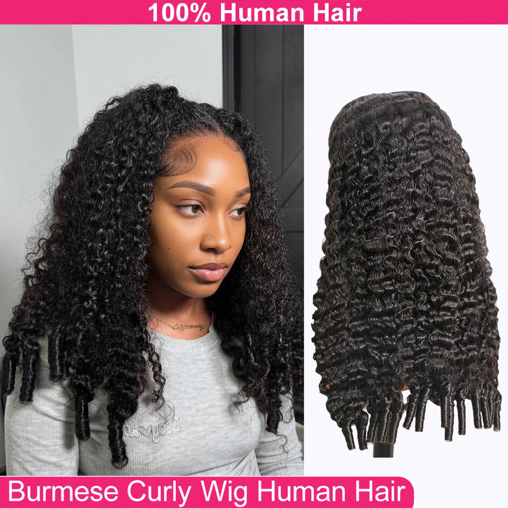 Burmese Curly 30 40 Inch 13x6 HD Lace Frontal Wig Human Hair Preplucked for Women 13x4 Lace Front Wigs Deep Wave with Spiral End