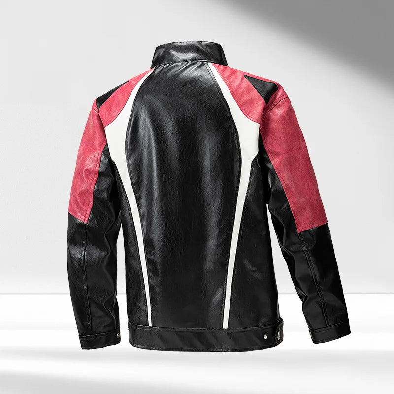 2025 Autumn Patchwork Motorcycle Jacket Men Winter Motorbike Jacket Men Women PU Leather Motocross Jacket Riding Clothing