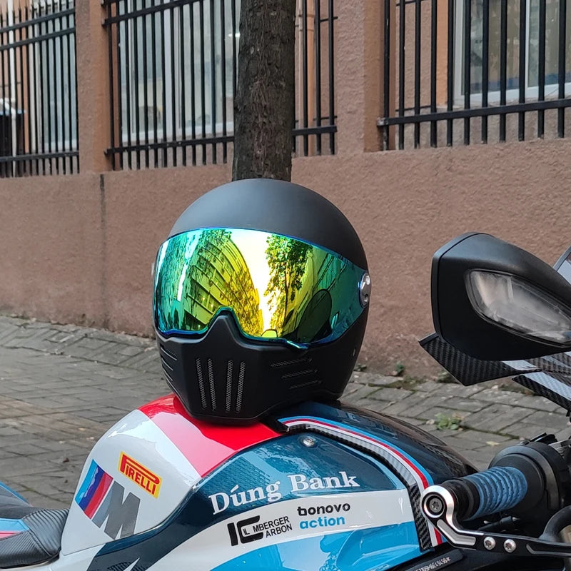 Retro motorcycle helmet ABS Light cruiser full coverage helmet for men and women DOT approved