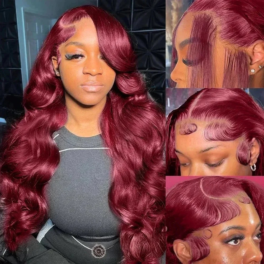 99j Burgundy 13x6 HD Lace Frontal Human Hair Wigs Wine Red Colored Brazilian Body Wave 13x4 Lace Front Wigs Human Hair On Sale