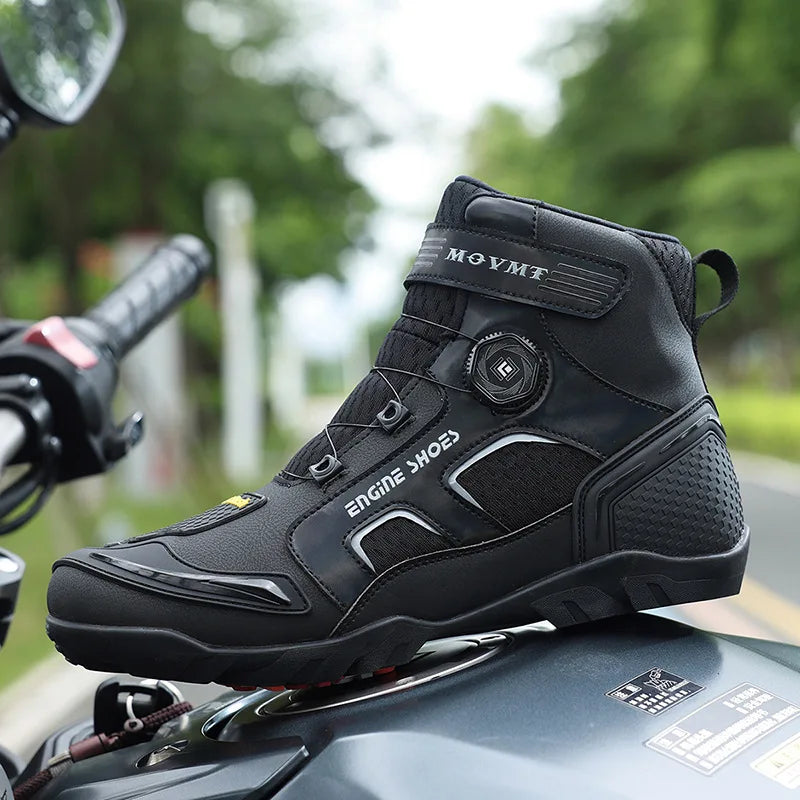 2026 Motorcycle Boots Men Leather Motos Breathable Anti Slip Wear-resistant Riders Boots Motorbike Racing Ankle Length Shoes