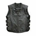 High Quality New Men's Sleeveless Jacket Motorcycle Riding Adjustable Waist Genuine Leather Vest Cowhide Waistcoats