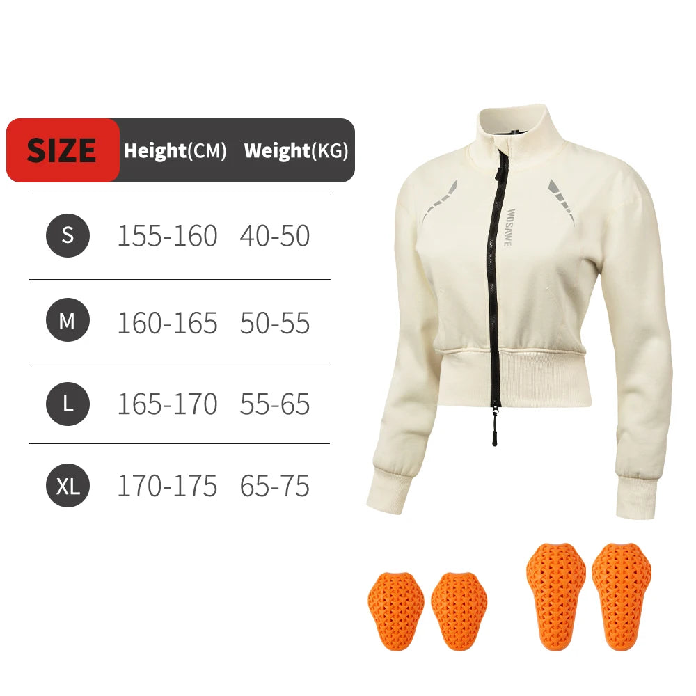 WOSAWE Winter Women Motorcycle Jacket Women Motorbike Riding Coat With Soft Pads Casual Moto Riding Clothes