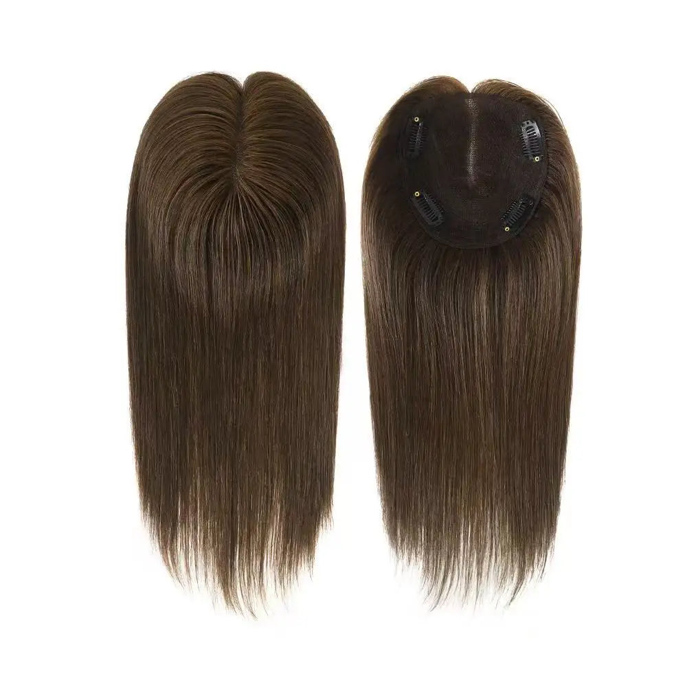 6 Colors Available Human Hair Topper Wig 4x4.5 Lace Frontal 12 Inch Hand-Tied 4 Clips 48H Ship #1B #2 #4 #613 #10/6 #613/BC Dura