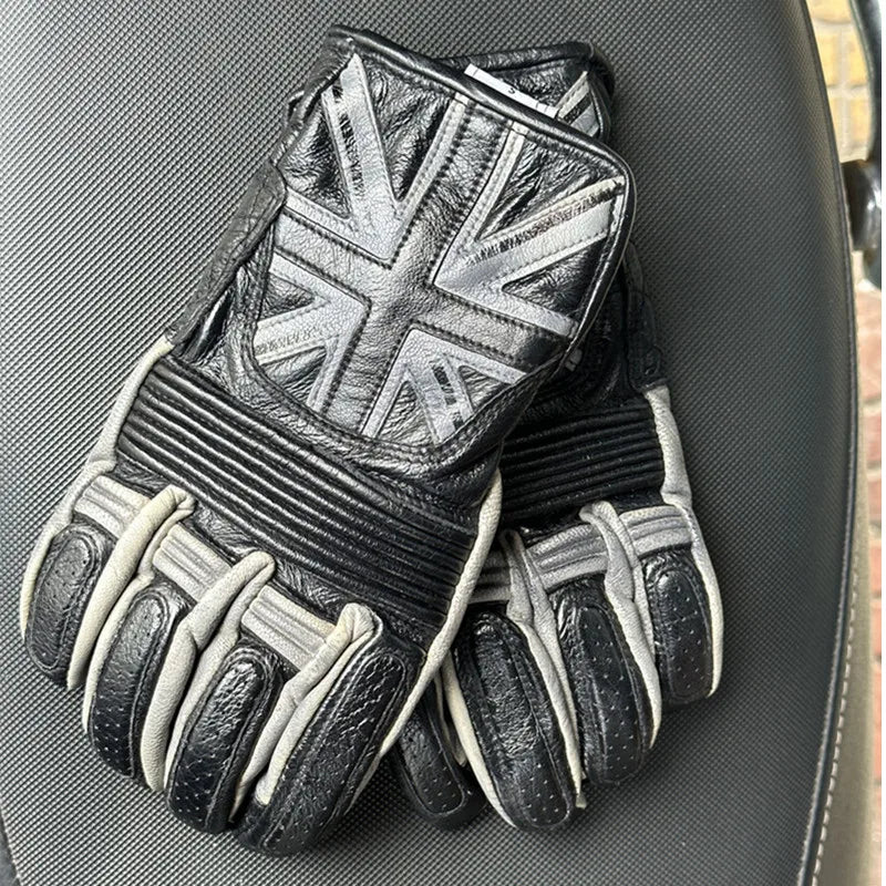 A pair Unisex Retro Genuine Leather Motorcycle Gloves Breathable protection Scooter Motocross Driving Gloves Touch Screen