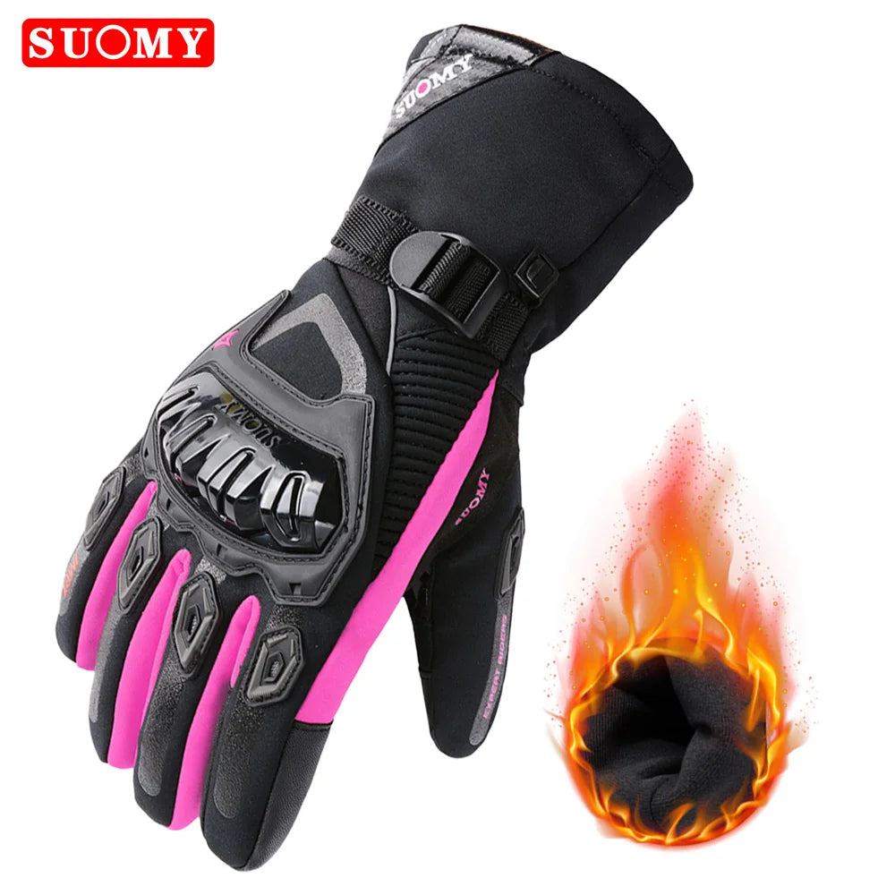 Suomy Winter Warm Motorcycle Gloves Windproof Waterproof Lady Pink Motorbike Riding Gloves Women Purple Motocross Guantes XS-XXL