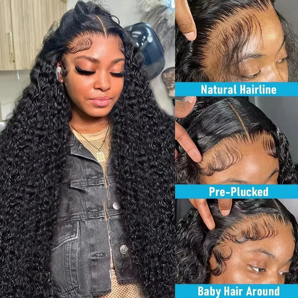200 Density 13x6 Deep Wave Hd Lace Frontal Wigs Human Hair curly Wigs Water Wave 30 40 Inch 13x4 Lace Front Wig For Women