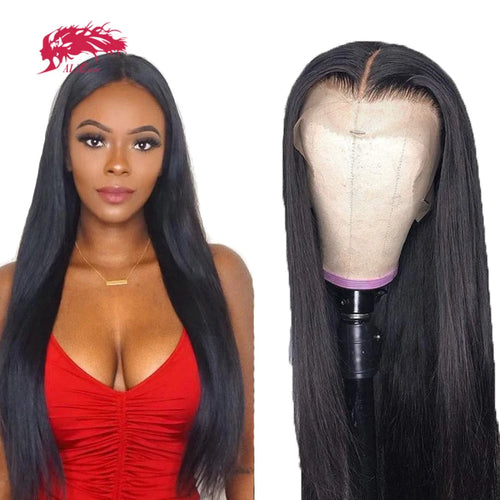Ali Queen Hair Straight HD Transparent Lace Wig Human Hair Lace Frontal Wigs 4x4 5x5 Closure with Baby Hair Natural Color