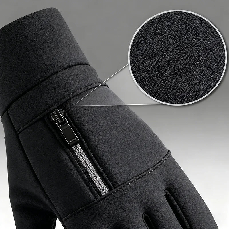 Outdoor Fishing Waterproof Gloves Men's Palm Silicone Anti Slip Touch Screen Full Finger Gloves Motorcycle Riding Warm Gloves