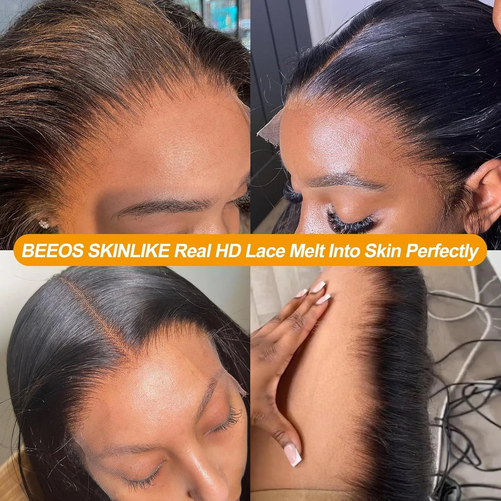 13x6 Bone Straight Real Human Hair Lace Front Wigs Brazilian Glueless 30 36 Inch Straight 13x4 HD Transparent Lace Frontal Wig