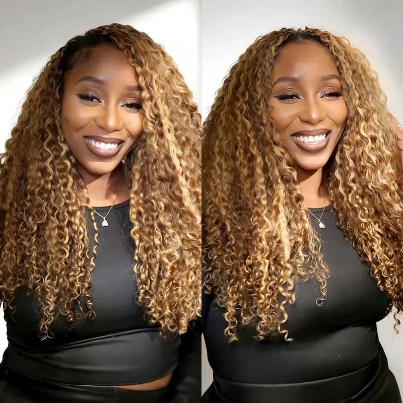 #P4/27 Highlight Burmese Curly Crochet Human Hair for Boho Braids  Crochet Weave Hair Extensions Pre Separated Miracle Knots