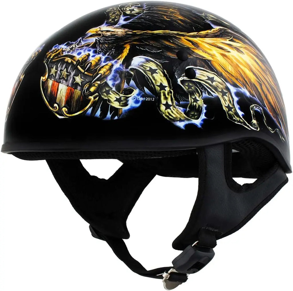 Advanced Motorcycle DOT Skull Cap Classic Half Helmets Biker HLD HLT