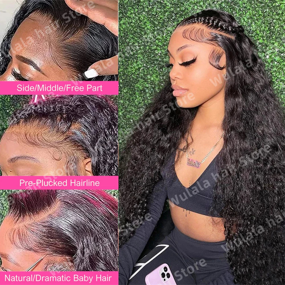 30-40 Inch Transparent HD Lace Frontal Wig 13x4 13x6 360 HD Deep Wave Water Wave Curly Human Hair Pre-Plucked Natural Look Wig