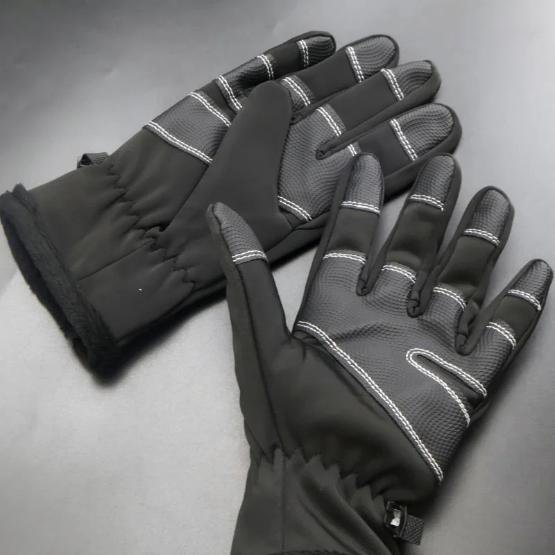 Motorcycle Gloves Touch Screen Motorbike Riding Gloves Winter Thermal Fleece Lined Water Resistant Skin-Friendly Cycling Gloves