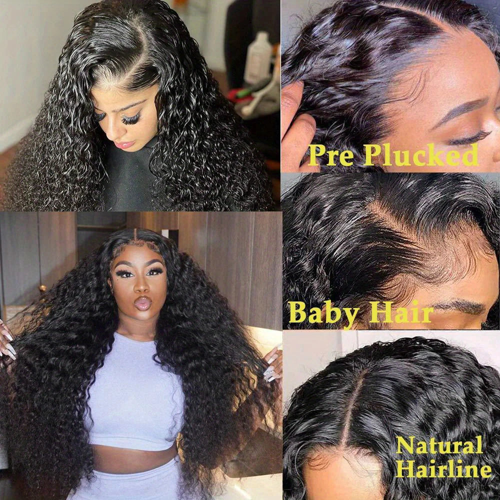 42Inch 250% Density Deep Wave 13x4 HD Transparent Lace Front Human Hair Wig - 13x6 Natural Color, Smooth & Silky Real Human Hair
