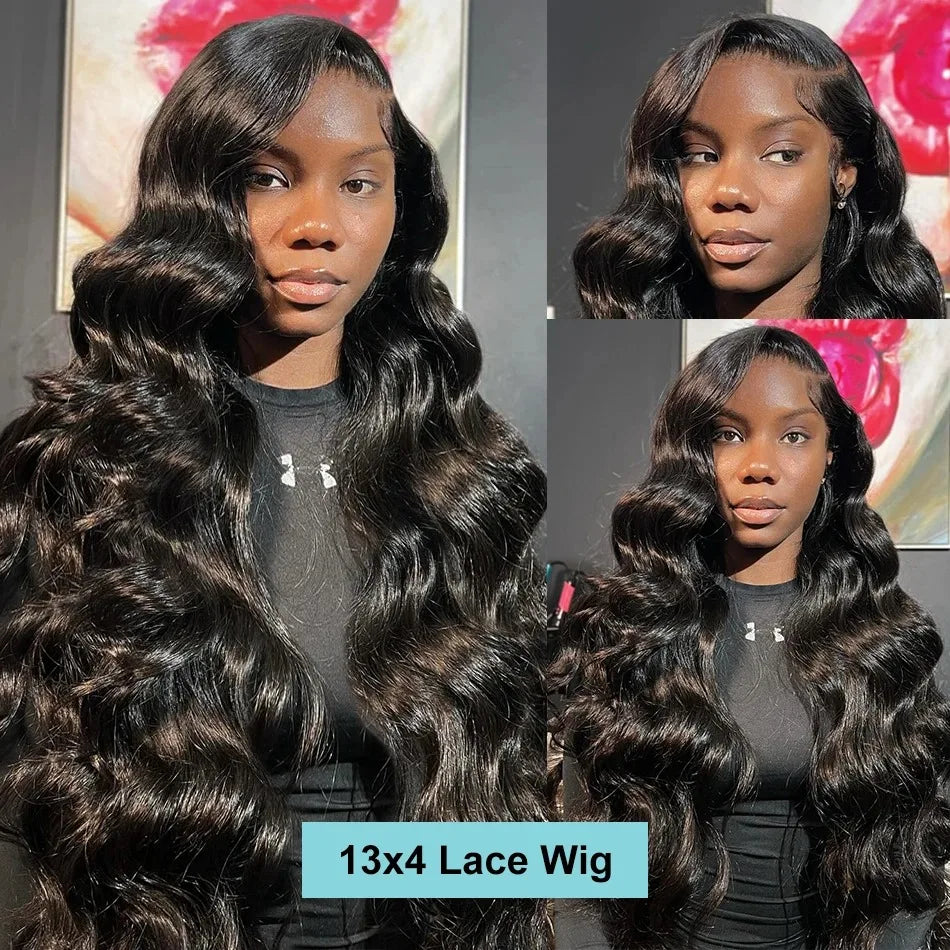 Human Hair Brazilian 28 30 40 Inch Body Wave 13x4 HD Transparent Lace Front Wig black 13x6 Lace Frontal Wigs Pre Plucked