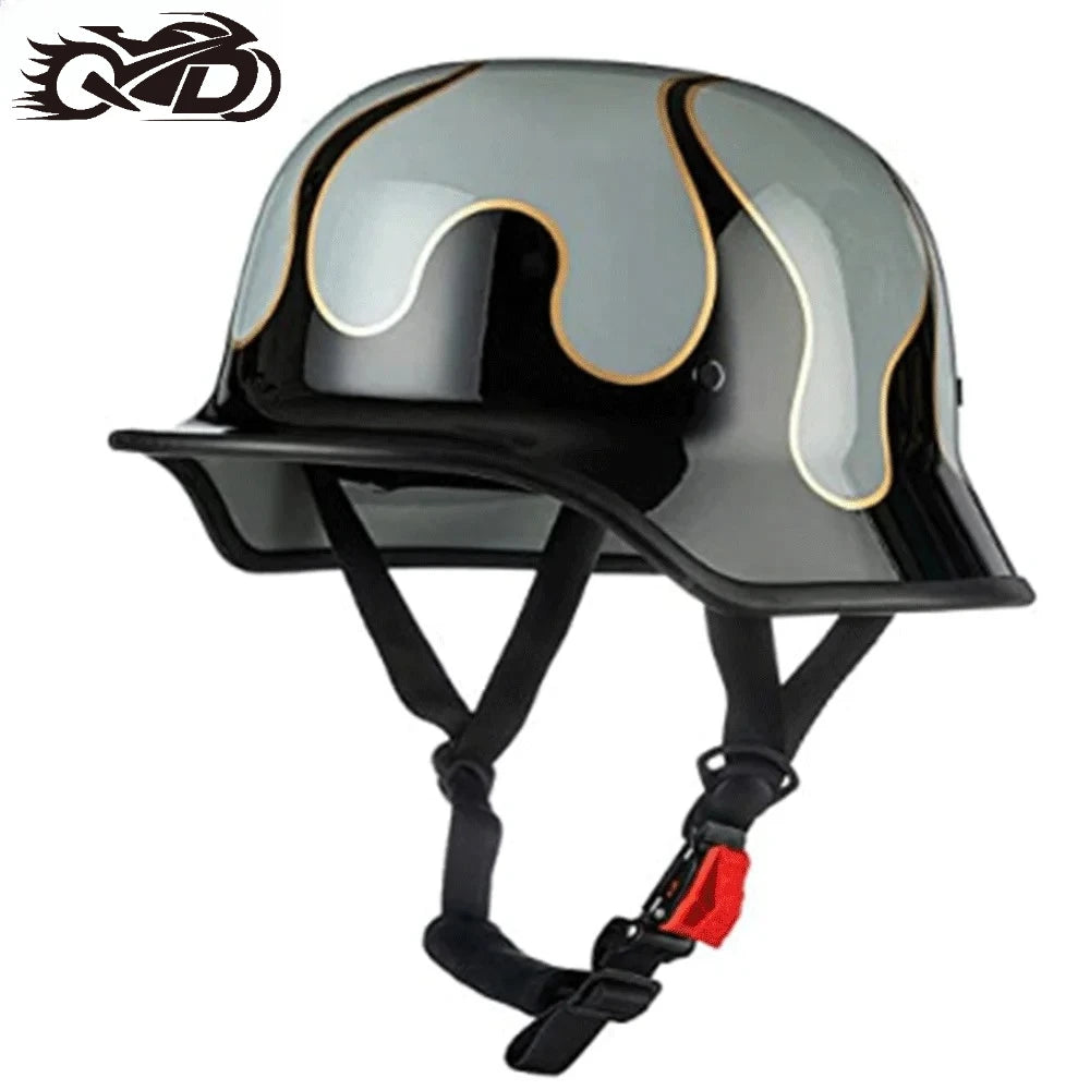 DOT Approved Motorcycle Helmet ABS Material Retro Moto Helmet Capacete De Moto Half Helmet Equipment German Tactical Vintage