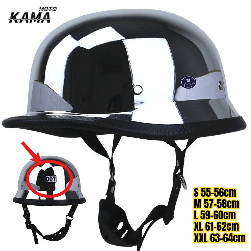 DOT Certification Motorcycle Half Helmet German Leather Vintage Helmet Casco Moto Motorcycle Open Face Helmet Biker Pilot S-XXL
