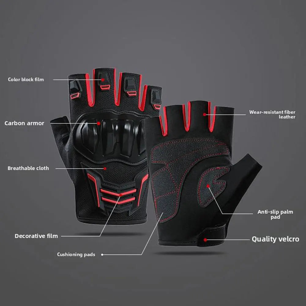 Breathable Motorcycle Gloves Summer Half Finger Guantes Moto Men Motorbike Riding Gloves Protective Gear ATV MTB Cycling Gloves