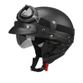 Black Motorcycle Half Helmet German Leather Vintage Helmet Casco Moto Motorcycle Open Face Helmet Biker DOT Certification