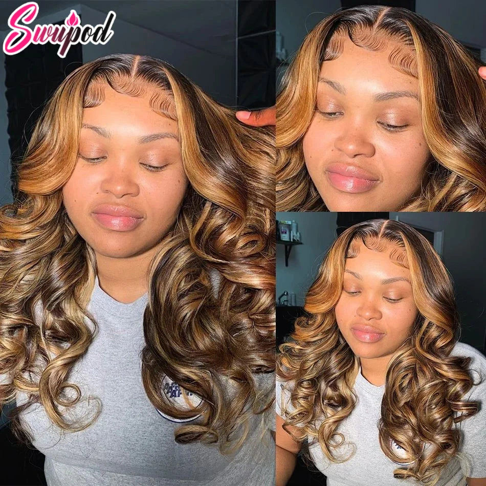 30 32 Inch Colored Wigs 13x4 13x6 Hd Lace Frontal Wigsbody Wave Wig Highlight Ombre Lace Front Wig Human Hair For Black Women