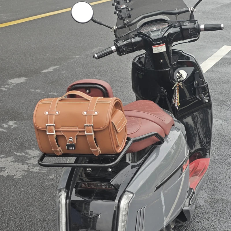 Motorcycle Rear End Bag mopeds Retro Bag Retro Style Back Seat Leather Waterproof bag Moto Acessorios Highcapacity Universal