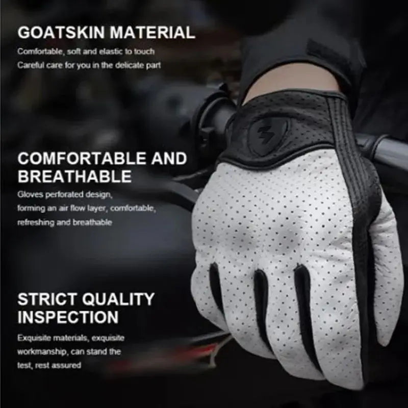 Lightning Metal Logo Motorcycle Gloves - Premium Anti-Slip & Windproof Riding Gloves for Men Women
