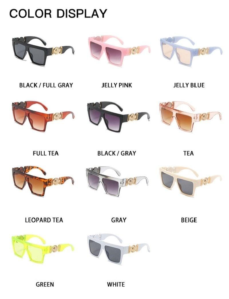 Fashionable & Oversized Square Shape Sunglasses For Women New Vintage Style & Big Frame Sun Glasses New Classic Shades Women Men Flat Top Fashion Shades