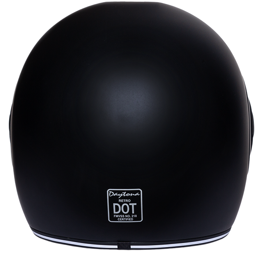 D.O.T. & ECE Daytona Retro Full Face Motorcycle Helmet: Vintage Style for Men, Women, & Youth - Dull Black W/ Dull Black Accents