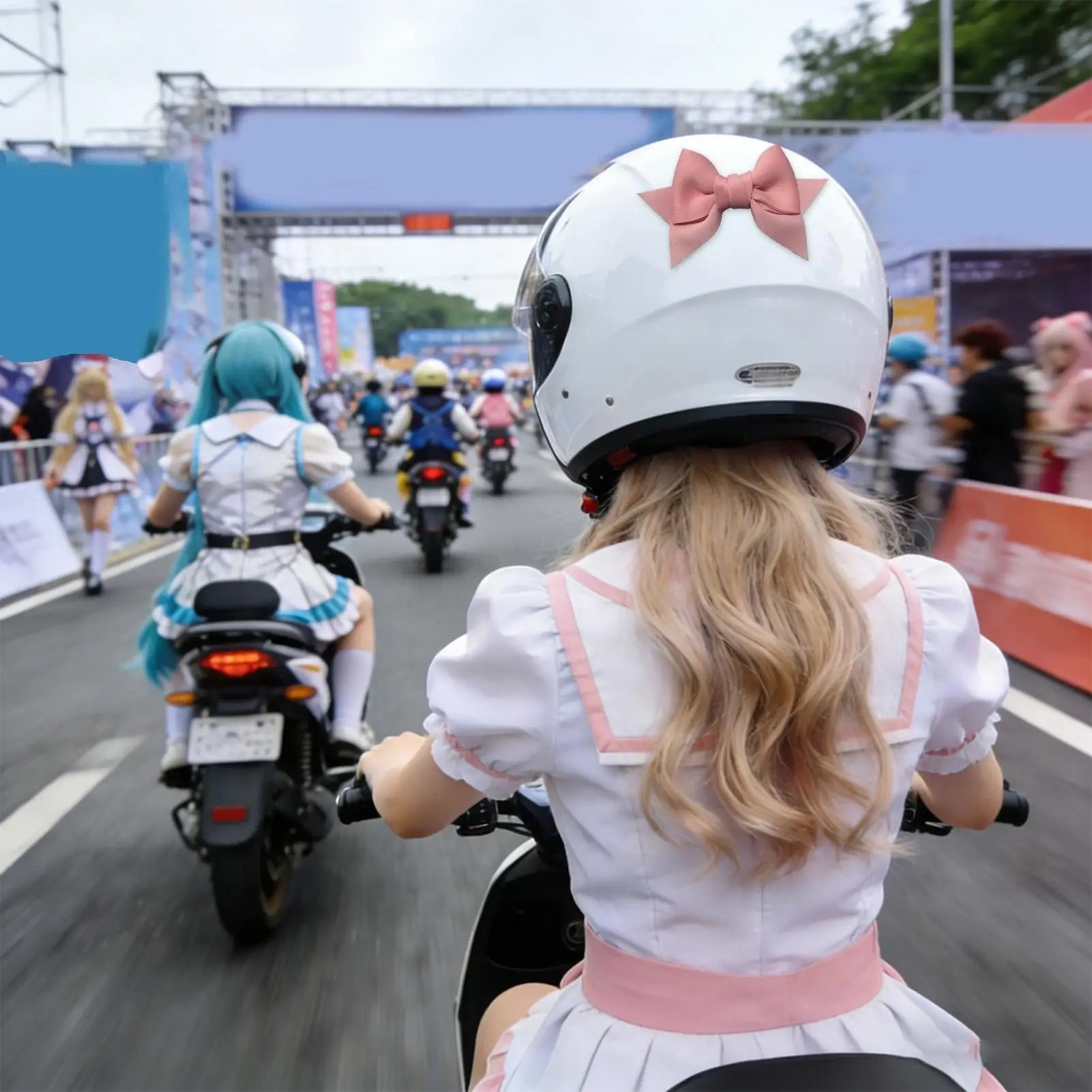 Helmet Bow 3D Fashion Removable Motorcycle Bow Cute Helmet Decoration for Women Riding Commuting Cycling Travel Sports
