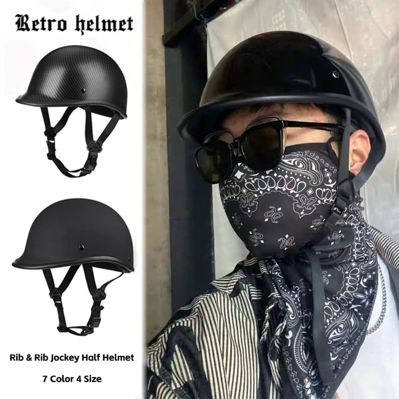 Vintage German Motorcycle Helmet Half Open Face Biker Pilot Style for Men And Women Retro Riding Headgear